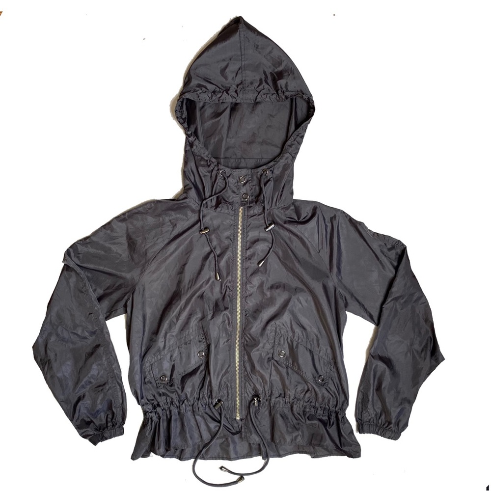 Free People Charcoal Gray Hooded Windbreaker